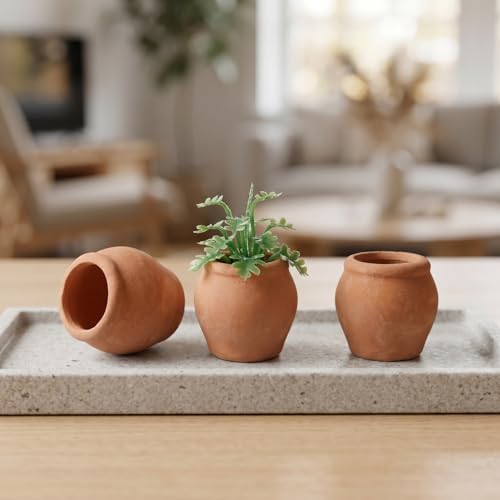 8Pcs Mini Ceramic Pot Clay Mini Water Pots for Bonsai Orange 0.9In