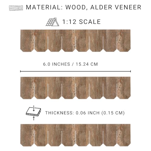 Miniature Roof Shingle Strips for 1:12 Scale Dollhouse Roofing - color: Amber Wood
