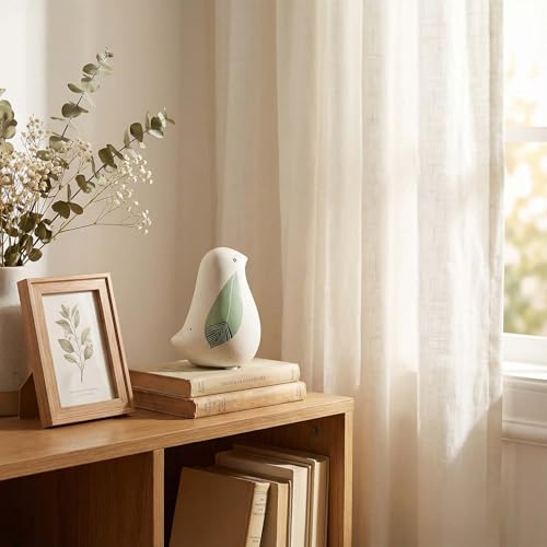 Ceramic Bird Figurine White Green Leaf Bird Statue Tabletop Decor 3.3 Inch - color: Small Bird