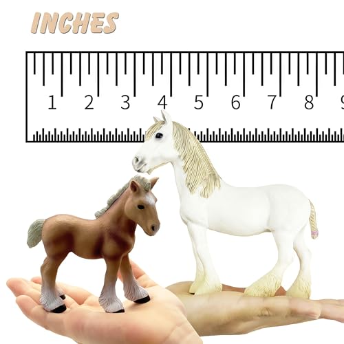 Gemini&Genius Horses Toys for Kids, Farm Horse with Cub Farm Animal Playset - color: A-white Mare and Pony