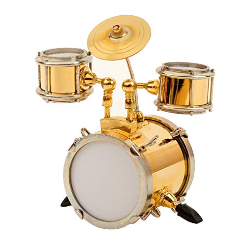 Miniature Drum Set Replica with Case Collectible Desktop Sculpture Ornament - color: Drum