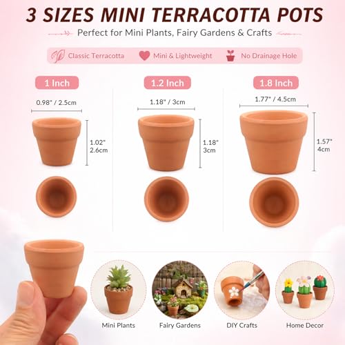 Mini Terracotta Pots No Drainage Hole – Small Clay Planters for Moss Terrarium, DIY Crafts, Aquarium Decoration, Non-Draining Succulent & Water Culture, Set of 30 (Classic Cylinder, 1 Inch) - size: 1 Inch