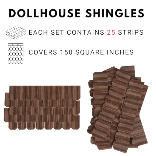 Miniature Roof Shingle Strips for 1:12 Scale Dollhouse Roofing - color: Walnut Tone