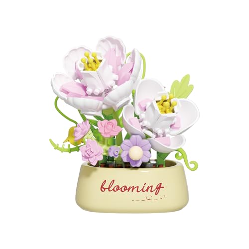 White Gardenia Mini Flower Potted Bonsai Building Toy - style: White Gardenia