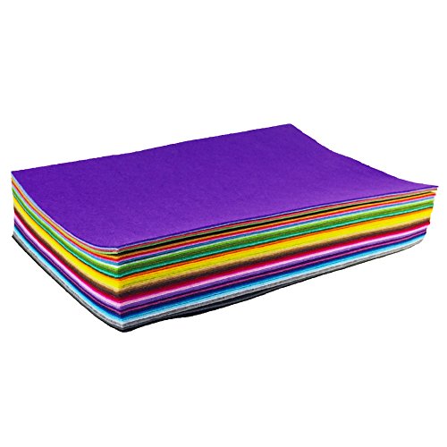 flic-flac 44PCS 8 x 12 inches (20 x 30cm) Assorted Color Felt Fabric Sheets Patchwork Sewing DIY Craft 1mm Thick … (20cm * 30cm, 44pcs) - color: 44pcs, size: 20cm * 30cm