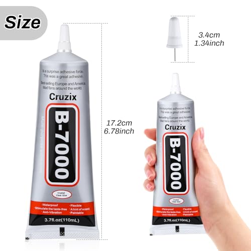 B7000 Jewelry Bead Glue for Jewelry Making, Crystal Clear Glue 3.7 fl oz B7000+Plus Multipurpose Super Adhesive Glue for Rhinestone Crafts Fabric Metal Stone Nail Art Wood Glass (110 ml/ 3.7oz) - color: 1x110 ML/ 3.7 oz