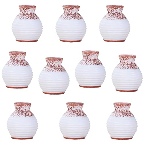 10pcs Miniature Tiny Resin Flower Pots Decor, Mini Flower Pot Decoration for Home Decor Accessories Mini Garden Plants DIY Desktop Windowsill Decor