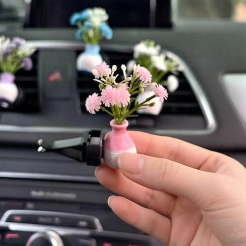 Set of 4 Cute Flower Bouquet Car Air Freshener Vent Clips, Mini Artificial Flowers for Car Air Vent Decoration, Auto Interior Dashboard Ornament Accessories (Gypsophila 02#) - color: Gypsophila 02#