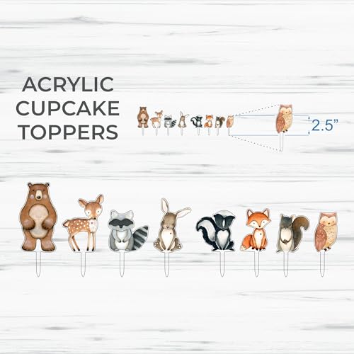 Forest Critters Painted Wooden Animal Cutout Shapes (3 Cupcake Sets (bundle of 24)) - size: 3 Cupcake Sets (bundle of 24)