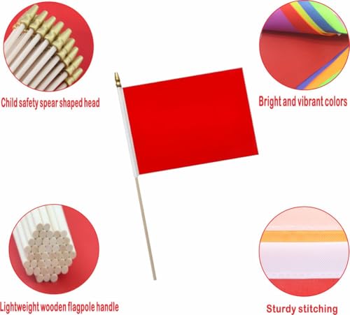 20 Pcs Solid Color Blank Rectangular Handheld Flags,5x8 Inch