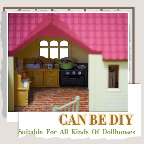 Flutesan 12 Pcs Miniature Dollhouse Wallpaper, Red Brick - style: Red Brick