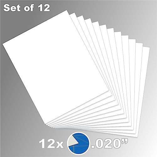 LITKO Plasticard Styrene Sheets | .020" Modeling Plastic | White | 12 Pack - size: .020 Inch