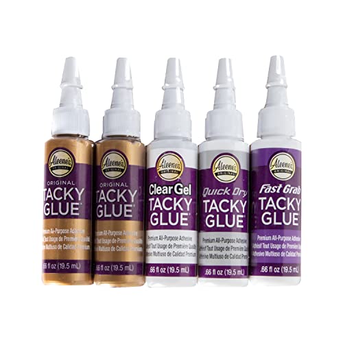 Aleene's Tacky Glue Trial Pack, Craft Glue, 5 Pack 0.66 oz Each