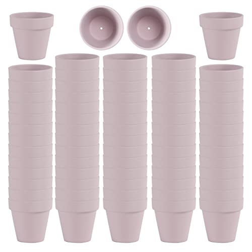 72 PCS Small Mini Pink Clay Pots with Drainage Holes, 2.5inch Terra Cotta Pot Clay Ceramic Pottery Planter, Succulent Nursery Pot/Cactus Plant Pot, for Indoor/Outdoor Plants, Crafts, Wedding Favor