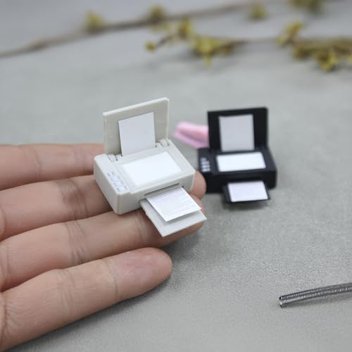 Miniature Printer (Choice of Black/Grey): 1:12 Scale Model for Dollhouse Office, Study, Modern Diorama, IT Workspace, Classroom, Desktop Collector Display (Light Gray) - color: Light Gray