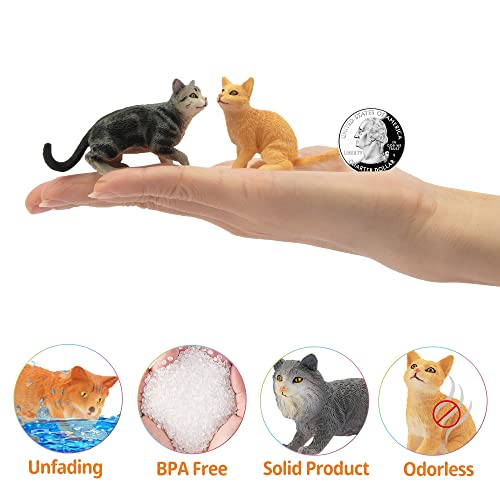 Toymany 8PCS Grey & Orange Cat Figurines Set, Realistic Cat Figures Kitten Toys, Cat Cake Toppers Easter Egg Birthday Gift for Kids Children - style: B-Cats