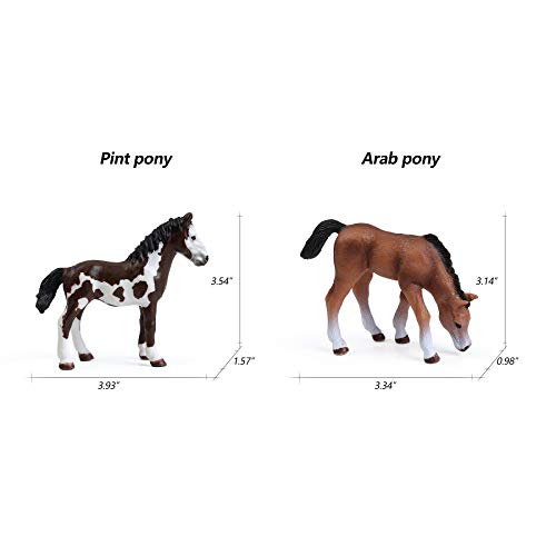 UANDME 8PCS Realistic Foal and Horse Figurines, Plastic Pony Toys for Girls and Boys, Horse Club Cake Topper and Party Decoration - style: 8PCS Foal Set