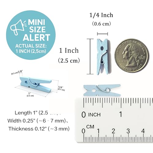 LWR CRAFTS Wooden Mini Clothespins 100 Per Pack 1" 2.5cm (Light Blue) - color: Light Blue
