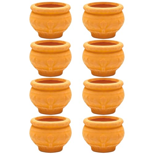 ONEST 8 Pieces Miniature Tiny Clay Pots Mini Flower Pottery Planter for DIY Garden Plants Office Home Decoration - color: 8 Pieces