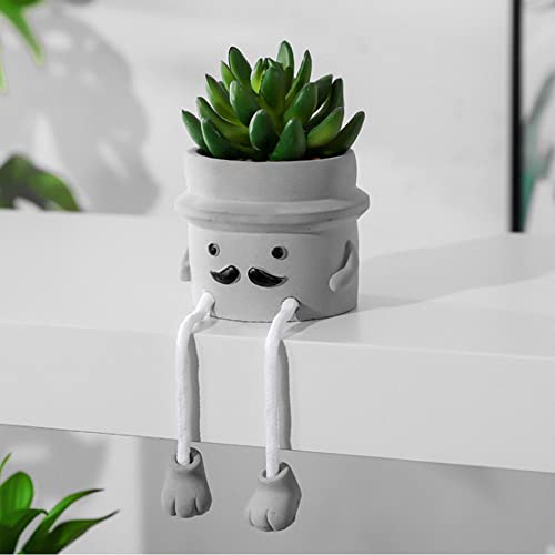 Zerzsy 3pcs Creative Artificial Succulents with Gray Flower Pots, Mini Potted Succulents for Home Office Desk Decor and Gift Choice - color: 3 Pcs Set/B
