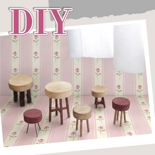 Flutesan 12 Pcs Miniature Dollhouse Wallpaper, Pink Flower - style: Pink Flower