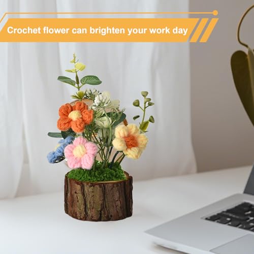 Adorable Crochet Puff Flowers Bouquet for Women/Teacher Desk Decora Gift - color: Puff