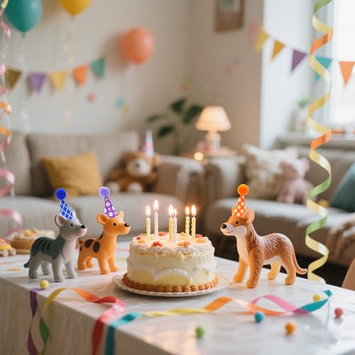 12 Pcs Mini Party Hats for Animal Figures Felt Tiny Birthday Party Hats with Pom Poms Little Resin Animal Toys Hat