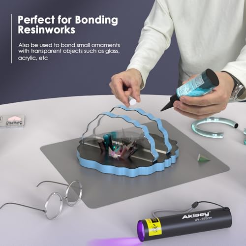 Akisey 50g UV Resin Kit with Light for Bonding & Fast Curing in Seconds - size: 50g
