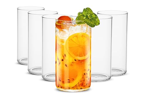 LUXU Drinking Glasses 19 oz, 6 pcThin Highball Glass,Clear Tall Beer Glass - style: 19 OZ