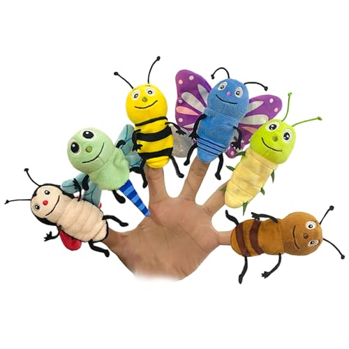 6pcs Insect Finger Puppet Set, Mini Hand Puppets Suitable for Kids, Cute Insect Animal for Role-Playing and Storytelling, Realistic Finger Puppet for Toddlers - color: Insect