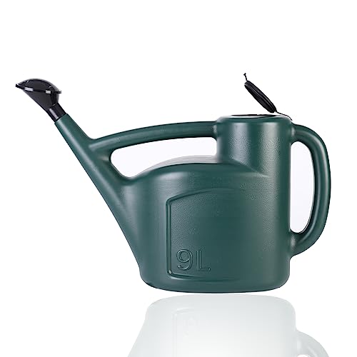 2+ Gallon Watering Can for Outdoor Plants,Large Garden Watering Can with Long Spout, Lid and Detachable Sprinkler Head, Leak Proof Heavy Duty Plastic Watering Pot for Indoor Plants - 9L - size: 9L