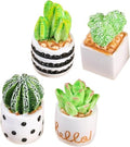 4Pcs Mini Cactus Succulent Resin Ornaments - Cute Car Dashboard Figurines Flower Pot Set - Fairy Garden，Birthday Cakes Decoration，DIY Aquascape Kit, Aquarium Moss Layout Desktop Landscape Accessories.