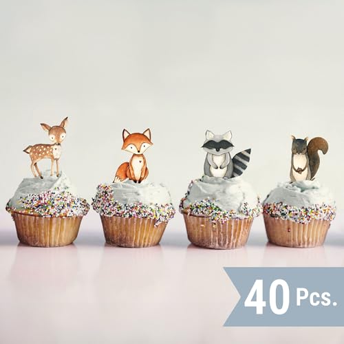 Back40Life Forest Critters Painted Animal Cutout Shapes (5 Cupcake Sets (Bundle of 40)) - size: 5 Cupcake Sets (bundle of 40)