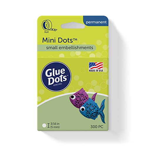 Glue Dots, Mini Dots, Double-Sided, 3/16", 300 Dots, DIY Craft Glue Tape, Sticky Adhesive Glue Points, Liquid Hot Glue Alternative, Clear - size: 3/16-inch, style: Mini Dots (1-Pack)