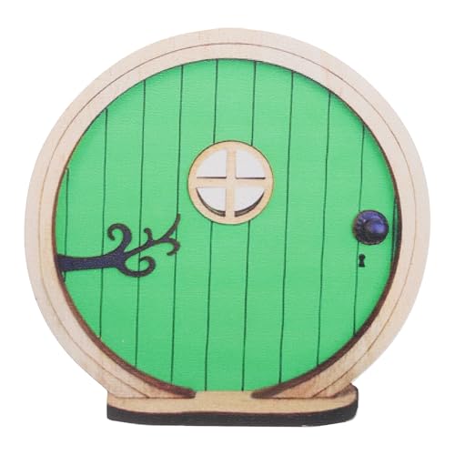 Fairy Garden Door Tree Dollhouse Wooden Door Miniature DIY Green - color: Green