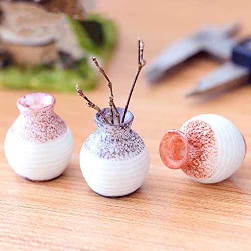 10pcs Miniature Tiny Resin Flower Pots Decor, Mini Flower Pot Decoration for Home Decor Accessories Mini Garden Plants DIY Desktop Windowsill Decor
