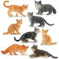 Toymany 8PCS Grey & Orange Cat Figurines Set, Realistic Cat Figures Kitten Toys, Cat Cake Toppers Easter Egg Birthday Gift for Kids Children - style: B-Cats