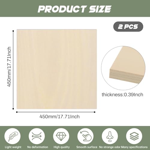 2 Pack Plywood Sheets, 17.1" x 17.1"x 0.39" Basswood Sheets - color: 2 Pack, size: 17.1" x 17.1"x 0.39"