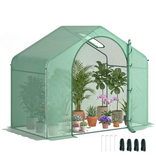 Outsunny 6' x 3' x 5' Portable Walk-in Greenhouse with PE Cover Green