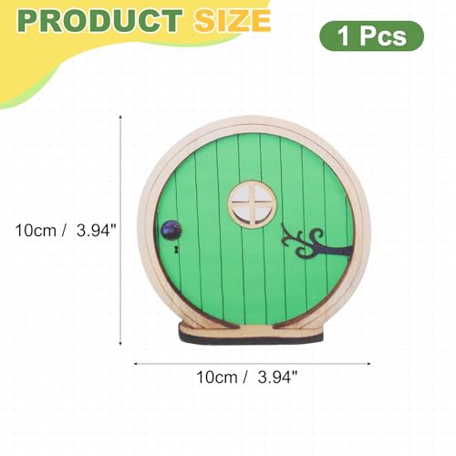 Fairy Garden Door Tree Dollhouse Wooden Door Miniature DIY Green - color: Green