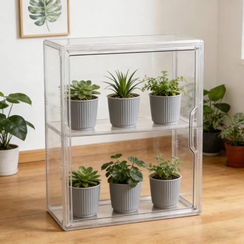 Mini Greenhouse for Indoor, Green House with Magnetic, 14”x10.5”x5.5” - size: 14"x 10.5"x 5.5"