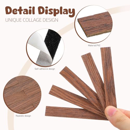 TOYANDONA 40Pcs Dollhouse Flooring Peel and Stick Miniature Floor Decorations Self Adhesive Walnut Tiles for Doll House Wallpaper and Trim - color: Dark Brown