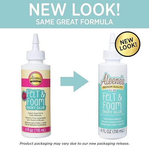 Aleene's Felt & Foam Tacky Glue, Fast-Grab Craft Glue for Felt, Foam, Pom-Poms, Feathers & DIY Crafts, Clear-Drying, 4 fl. oz. - size: 4 fl. Oz.