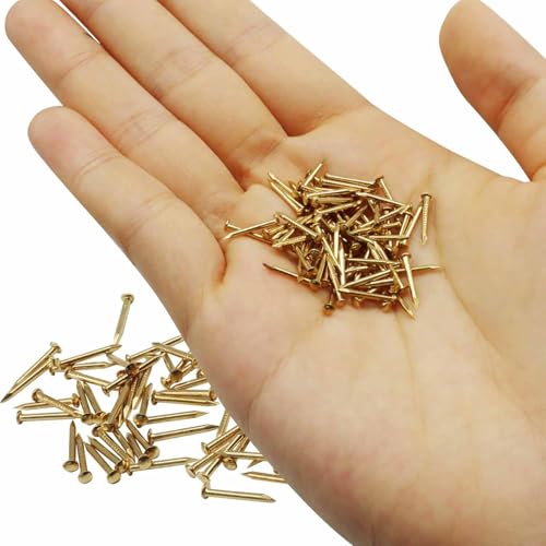 Tiny Wooden Nails for DIY Craft Projects, Antique Drawer Repairing, Mini Boxes Decorative Accessories[Set of 200pcs] (13mm/0.5inch, Gold) - color: Gold, style: 13mm