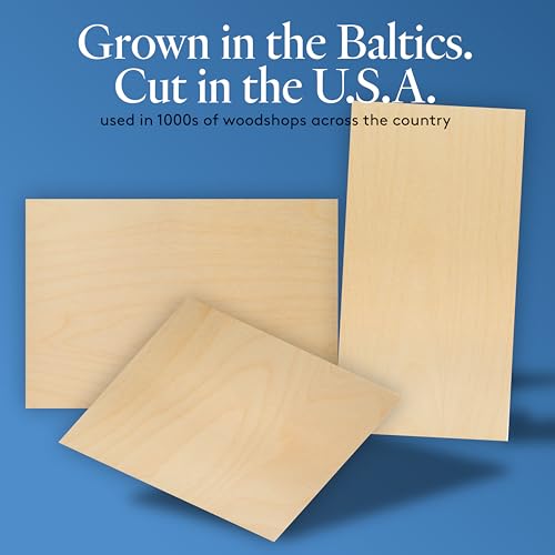 Baltic Birch Plywood 15 x 30 x 1/2 Inch - 12 mm Craft Wood, Pack of 1 B/BB Grade, Stronger Than Basswood Sheets or Balsa Wood, Perfect for Laser, CNC Cutting, Wood Shelves, by Woodpeckers - size: 15" x 30"