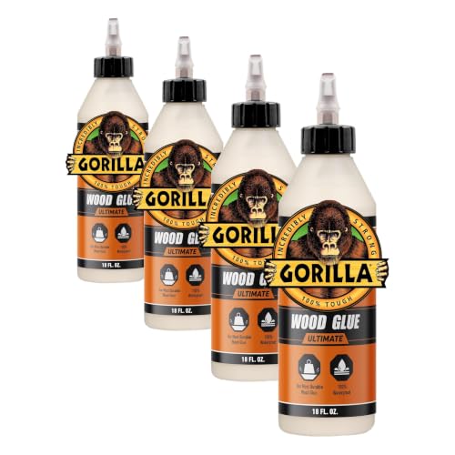 Gorilla Ultimate Waterproof Wood Glue, Natural Color, 18oz (Pack of 4) - size: 18oz (Pack of 4), style: 1 Pack Bottle