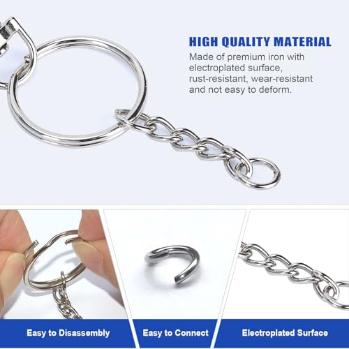120PCS Keychain Making Supplies, 60PCS Key Chain Rings with Chain and 60PCS Jump Rings, Keychains Bulk Rings Making Kit for Crafts