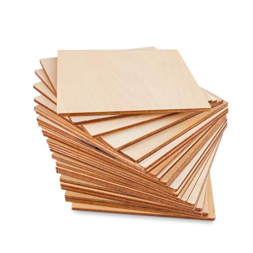 50 Pack Unfinished Wood Squares 4"x4"x1/8" Blank Thin Basswood Sheets for Laser Project Crafts