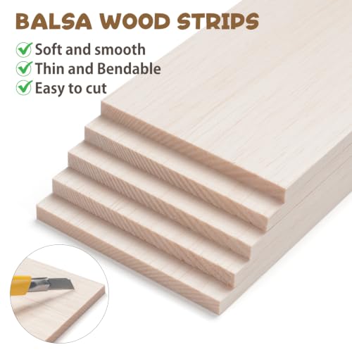 Balsa Wood Sheets 5/16" Thick, 5 PCS 12" x 4" Wooden Planks for Crafts - size: 12″x4″x5/8″ - 5PCS