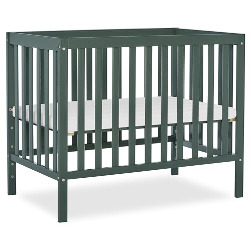 Dream On Me Synergy 4-in-1 Convertible Mini Crib, Small Crib, Olive - color: Olive